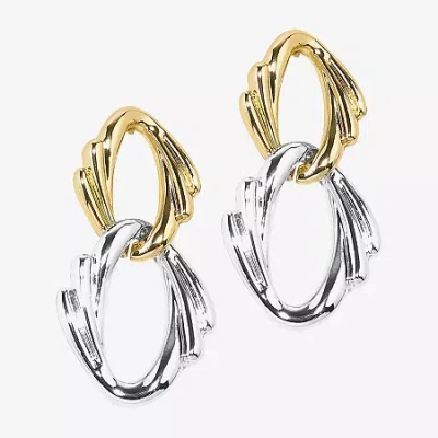 Bold Elements Two Tone Womens Drop Earrings In Yellow