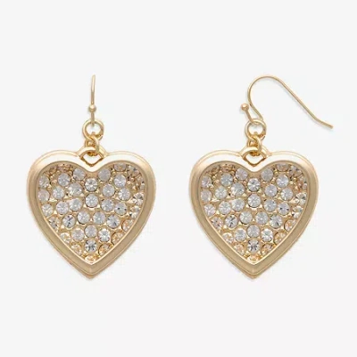 Bold Elements Gold Tone Womens Heart Drop Earrings In Gold