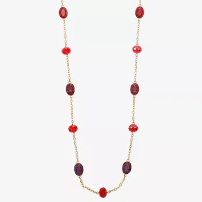 Mixit Gold Tone & Red Womens 36 Inch Strand Necklace In Gold