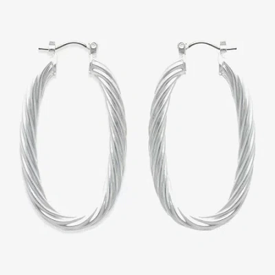 Bold Elements Silver Tone Womens 30.1mm Hoop Earrings In Metallic