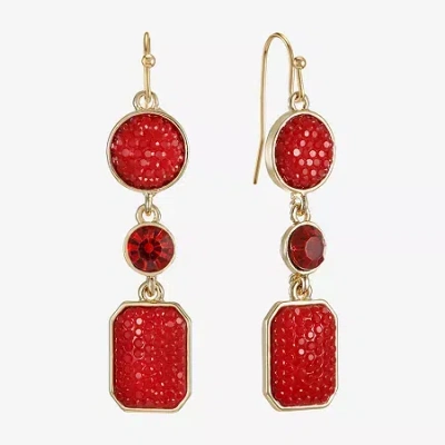 Mixit Gold Tone Womens Drop Earrings In Red