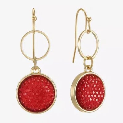 Mixit Gold Tone Womens Drop Earrings In Red