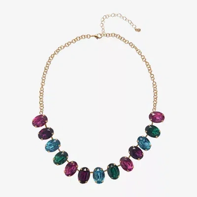 Mixit Gold Tone Womens 16 Inch Statement Necklace In Multi