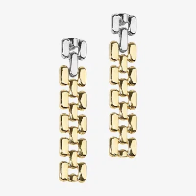 Bold Elements Two Tone Womens Drop Earrings In Gold