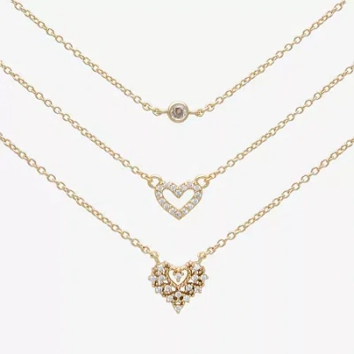 Mixit Womens Cubic Zirconia Hypoallergenic 3-pc. Necklace Set In Gold