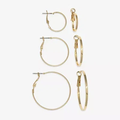 Mixit Womens Stainless Steel 3 Pair Earring Set In Gold