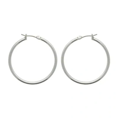 Bold Elements Thin Womens 35mm Hoop Earrings In Silver