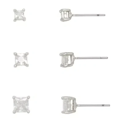 Mixit Womens 3 Pair Earring Set In White