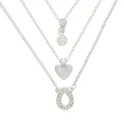 Mixit Womens Cubic Zirconia Flower Heart Hypoallergenic 3-pc. Necklace Set In White
