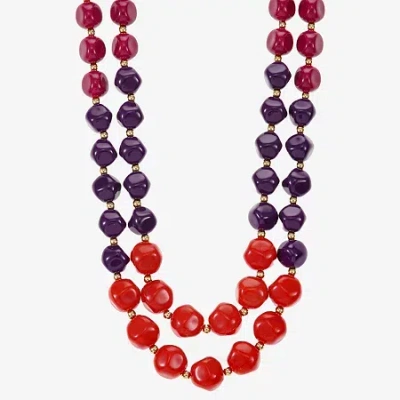 Mixit Gold Tone & Red Womens 17 Inch Strand Necklace In Multi
