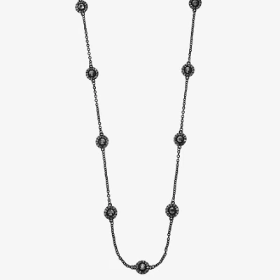 Mixit Black Womens Gray Glass 32 Inch Strand Necklace In Black