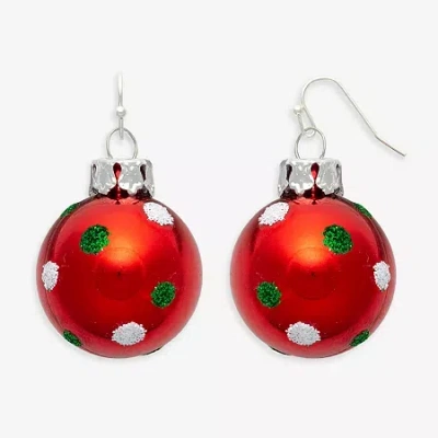 Mixit Christmas Bell Womens Stainless Steel Drop Earrings In Red