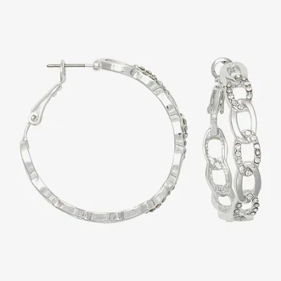 Bold Elements Womens 38mm Hoop Earrings In Silver