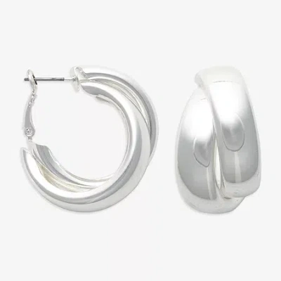 Bold Elements Womens 22.1mm Hoop Earrings In Silver