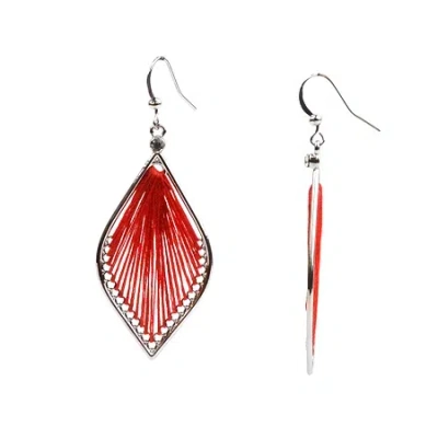 Mixit Silver Tone Womens Drop Earrings In Red