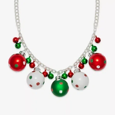 Mixit Holiday Bells Womens 18 Inch Statement Necklace In Multi