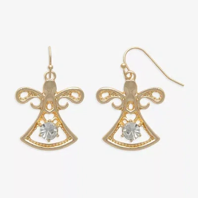 Mixit Gold Tone Angel Womens Glass Drop Earrings In Gold