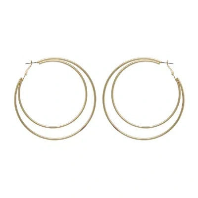 Bold Elements Thin Double Womens 79mm Hoop Earrings In Gold