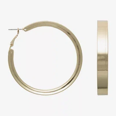 Bold Elements Gold Tone Thick Womens 58mm Hoop Earrings In Gold