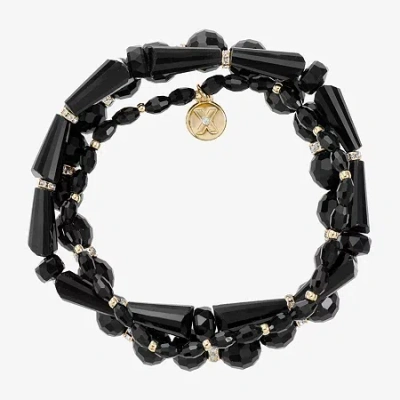 Mixit Black & Gold Tone Bead Womens 3-pc. Bracelet Set In Black