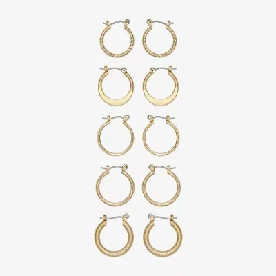 Mixit Womens Stainless Steel Hypoallergenic 5 Pair Earring Set In Yellow