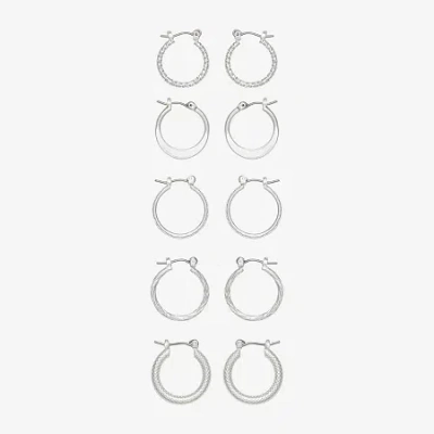 Mixit Womens Stainless Steel Hypoallergenic 5 Pair Earring Set In Gray