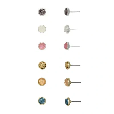 Mixit Womens Round Hypoallergenic 6 Pair Earring Set In Gray