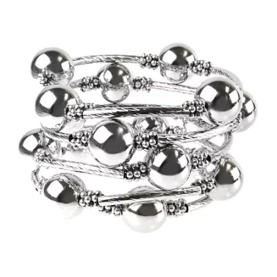 Bold Elements Silver Tone Womens Stretch Bracelet In Silver