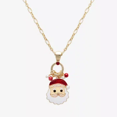 Mixit Gold Tone Santa Womens Multi Color Cubic Zirconia 30 Inch Pendant Necklace In Multi