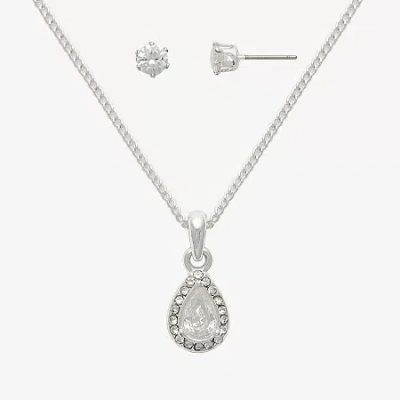 Mixit Womens Cubic Zirconia Hypoallergenic 2-pc. Jewelry Set In Silver