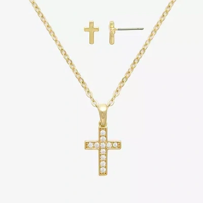 Mixit Womens Cross Hypoallergenic 2-pc. Jewelry Set In Gold