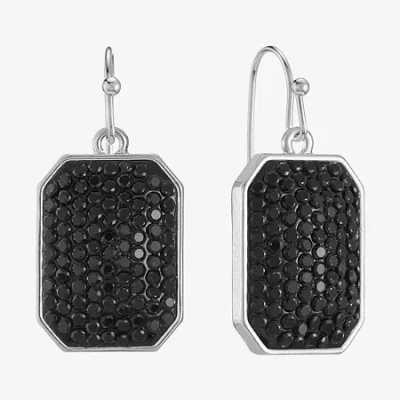 Mixit Silver Tone & Black Womens Black Drop Earrings In Metallic