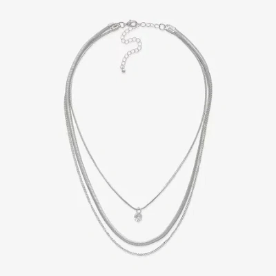 Bold Elements Silver Tone Three Row Womens 15 Inch Cable Chain Necklace In Silver