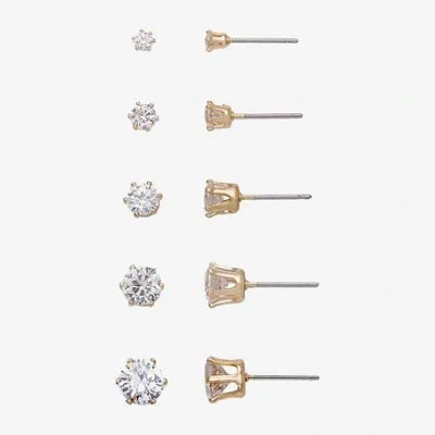 Mixit Womens Cubic Zirconia Hypoallergenic 5 Pair Earring Set In Multi
