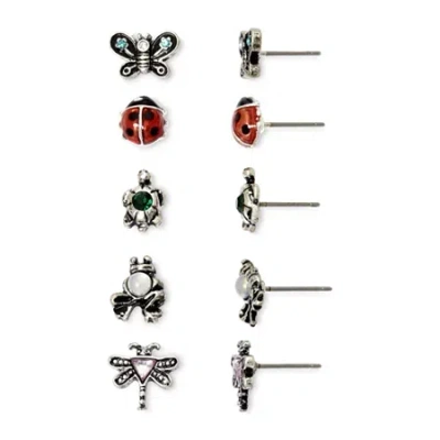 Mixit Womens Butterfly Hypoallergenic 5 Pair Earring Set In Multi