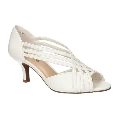 Easy Street Oceana Womens Round Peep Toe Stiletto Heel Pumps In White