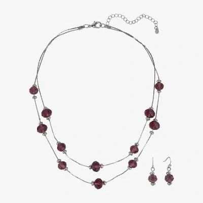 Mixit Silver Tone And Red Womens 3-pc. Jewelry Set In Purple