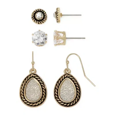 Mixit Womens Cubic Zirconia Hypoallergenic 3 Pair Earring Set In Red