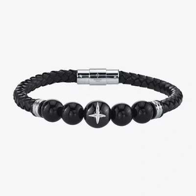 Fine Jewelry Mens Stainless Steel Beaded Bracelet In Transparent