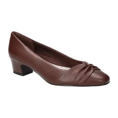 Easy Street Lyanna Womens Round Closed Toe Flat Heel Pumps In Brown