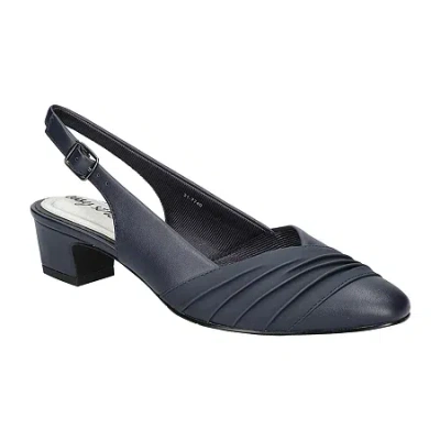 Easy Street Bates Womens Round Block Heel Pumps In Blue