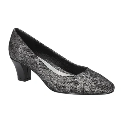 Easy Street Ballari Womens Round Stiletto Heel Pumps In Silver