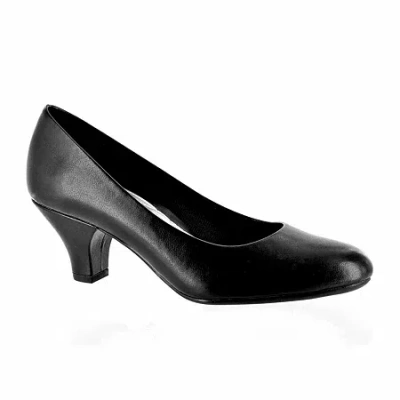 Easy Street Fabulous Womens Round Cone Heel Pumps In Black
