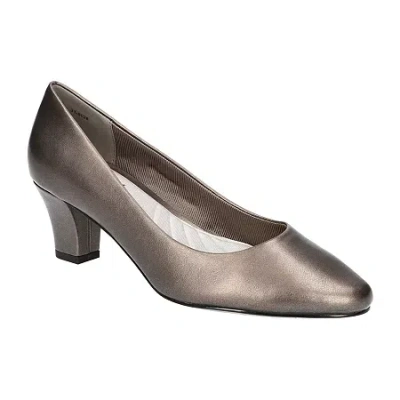Easy Street Ballari Womens Round Stiletto Heel Pumps In Gray