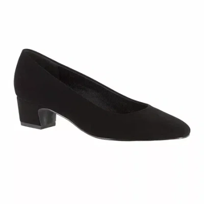Easy Street Prim Womens Round Block Heel Pumps In Black