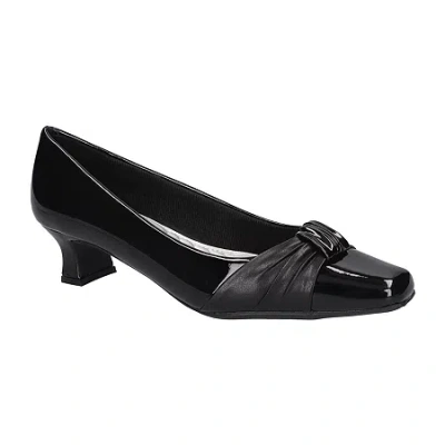Easy Street Waive Womens Square Closed Toe Kitten Heel Pumps In Black