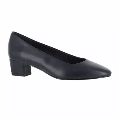 Easy Street Prim Womens Round Block Heel Pumps In Blue