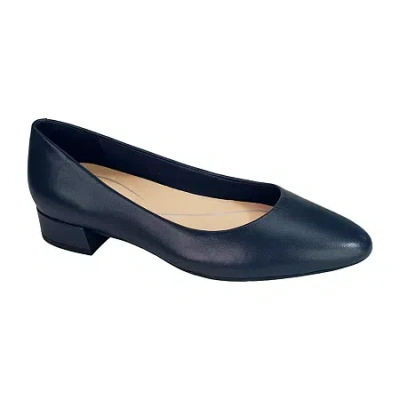 Easy Spirit Caldise Womens Round Closed Toe Block Heel Pumps In Blue
