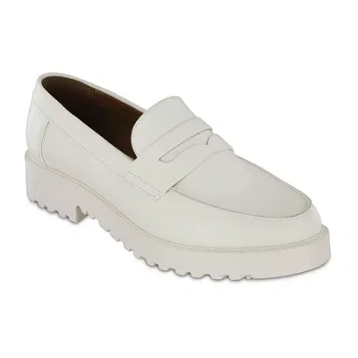 Mia Amore Hali Womens Round Closed Toe Loafers In White