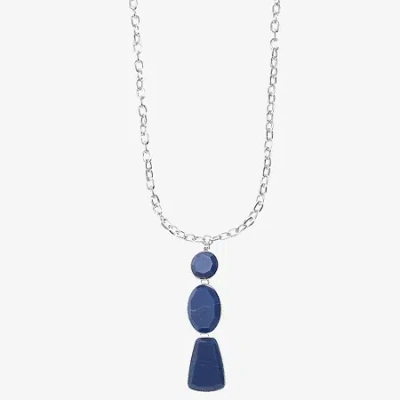 Liz Claiborne Multi Shape Womens 20 Inch Pendant Necklace In Blue